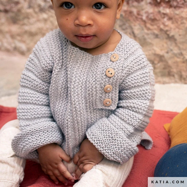 KATIA Strickset Kit Babypulli im Rippenmuster | DIY Set | für 3 und 12 Monate