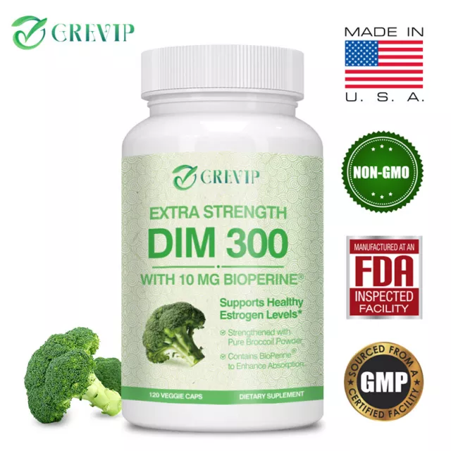 DIM (Diindolylmethane) 300mg -Premium Hormonal Support Formula,Estrogen Blockers