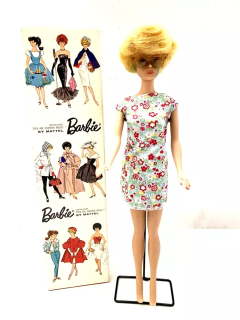 Vtg RARE 1962 BARBIE TEENAGE FASHION MODEL #850 BLONDE BUBBLE CUT & Original Box