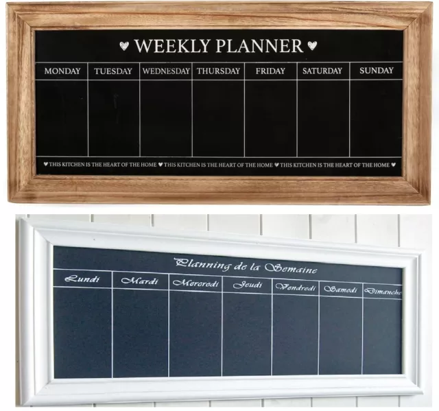 Vintage Wall Mounted Weekly  Planner Shabby Chic Chalkboard - English or French