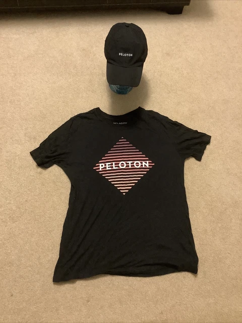 PELOTON Diamond Black Shirt Womens Medium M Strapback Hat Cap Lot EXCELLENT