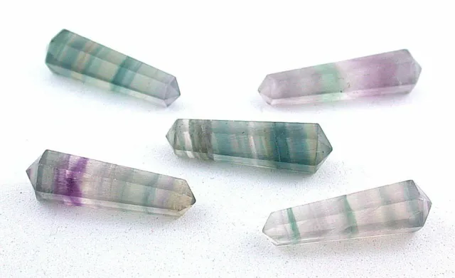 One 1 1/10 To 1 1/3 Inch Natural Banded Green Fluorite Crystal Point EBS8971