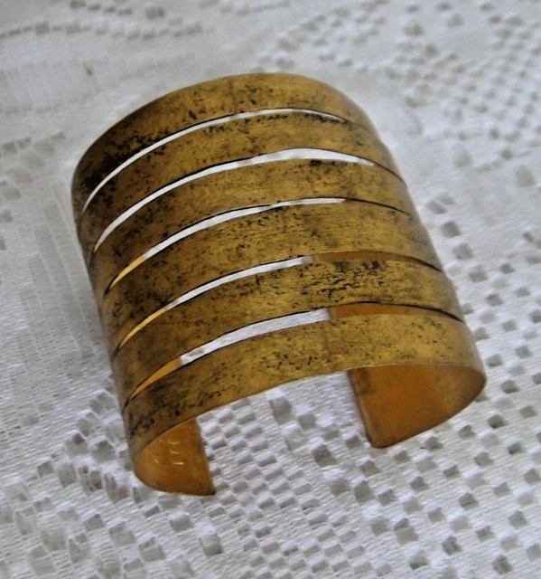 Bracelet Manchette Vintage En Métal Martelé - Bijou Ancien, Très Bon état - Fabrication Française
