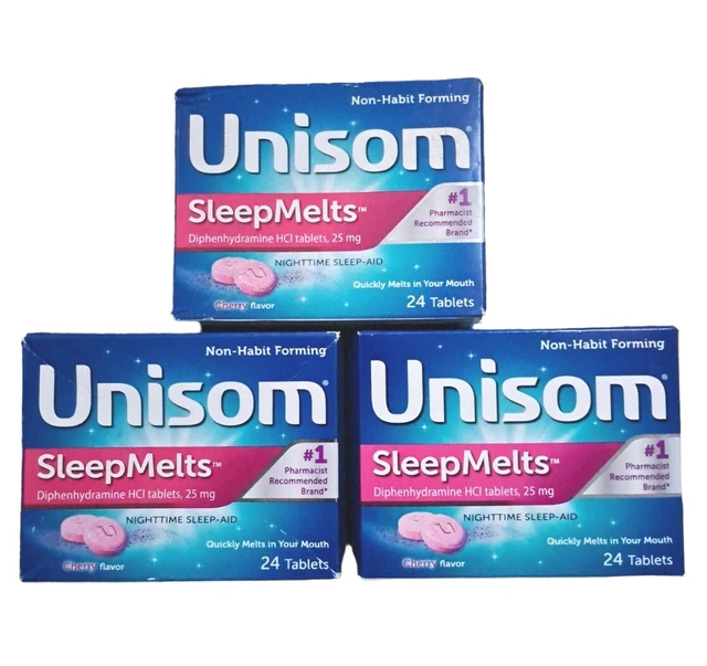 Tabletas Unisom SleepMelts Nighttime Sleep-Aid Sabor Cereza Expiración 07/23-07-12/23