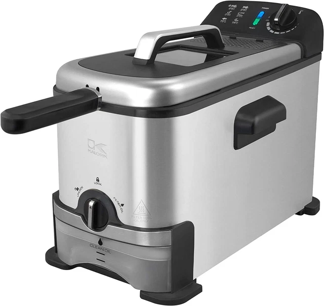 KALORIK 3.2 QUART Deep Fryer with Oil Filtration, Stainless Steel (FT