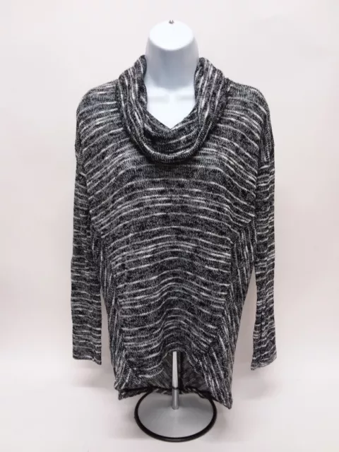 Women's Small Splendid Long Sleeve Black Striped Cowl Neck Sweater