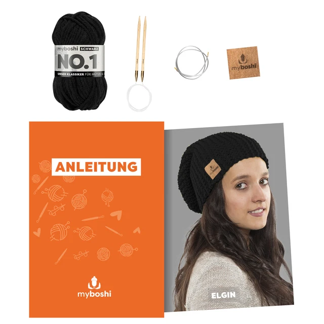 myboshi DIY Strickset Mütze Elgin No.1 Wolle Rundstricknadel Anleitung