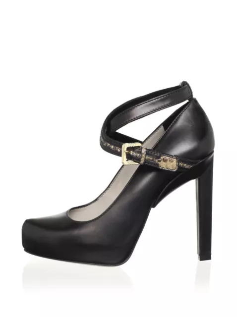 $725 Jason Wu Sigrid Black Leather Ankle Strap Shoes Platform Pumps 38.5 7.5 3