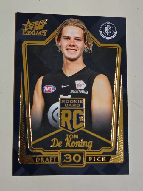 2018 Afl Select Legacy Rookie Card Carlton Blues Rc30 Tom De Koning 019/250