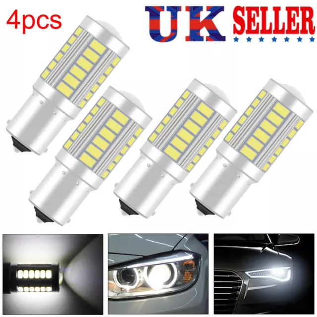 4x White LED 1156 P21w Ba15s Car Reverse Light Bulbs Back Brake Stop Tail Light