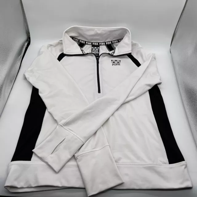 Medium Black And White Victorias Secret PINK Ultimate Half Zip Pullover #4