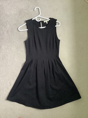 Monteau A Line Black Dress Women's Size Small Sleeveless Flare Bottom EUC