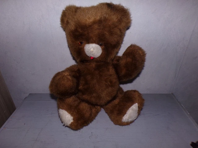 Ancien Ours En Peluche Marron 60 Cm - Fabrication Française Années 60
