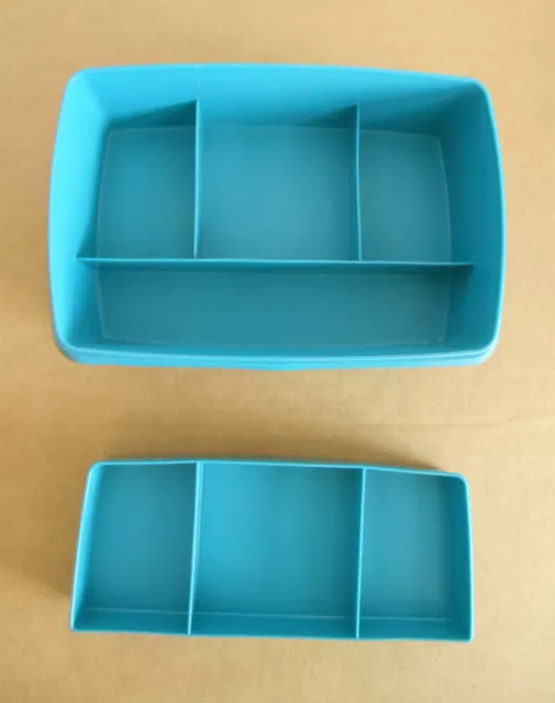 Vintage Tupperware Blue Stow-N-Go Sewing Craft Box Organizer 767