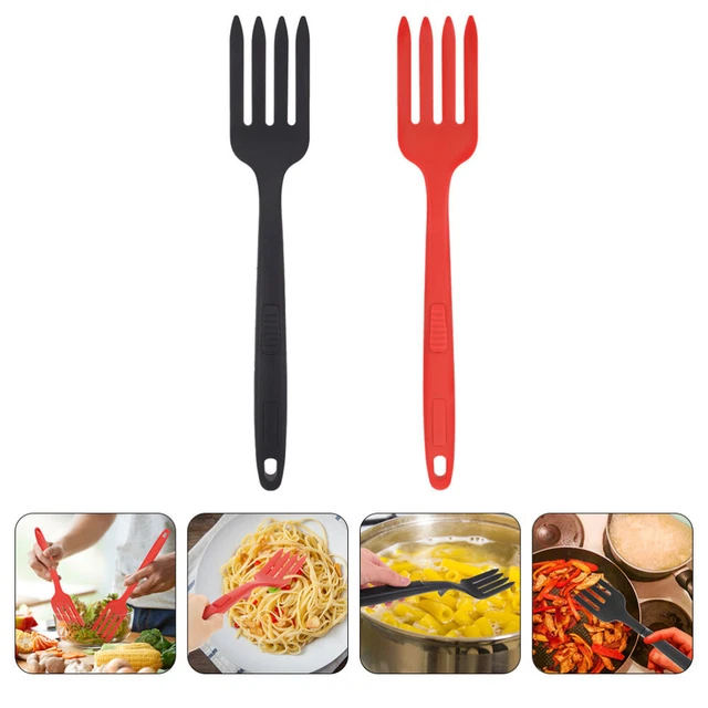 2 piezas Horquilla de cocina de silicona Aparato de cocina Horquilla de menú ergonómica Horquilla de frutas