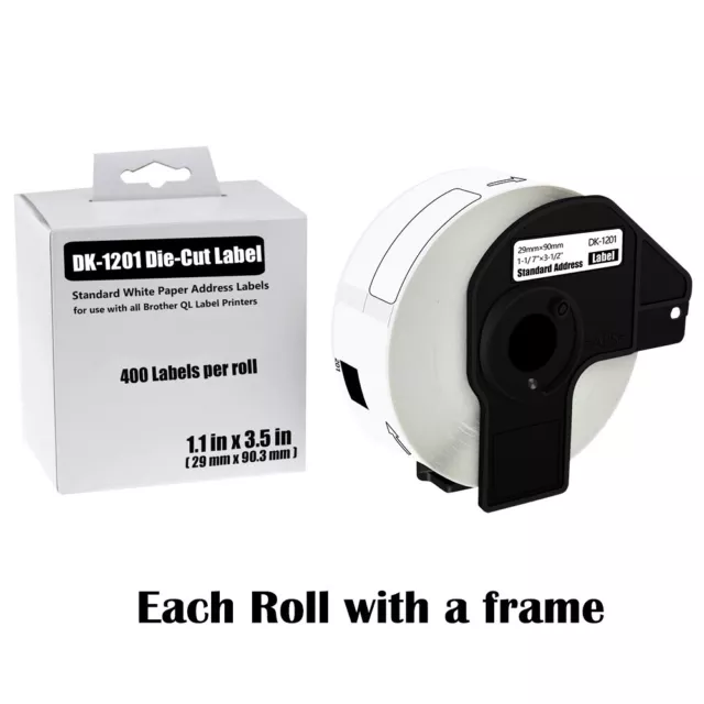 1Roll DK-1201 29mmx90.3mm Standard Paper Address Labels For Brother QL-570 580N