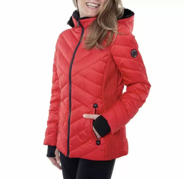 Nautica Women's Water Resistant Full Zip Puffer Jacket (Red, Small) Lightly Used