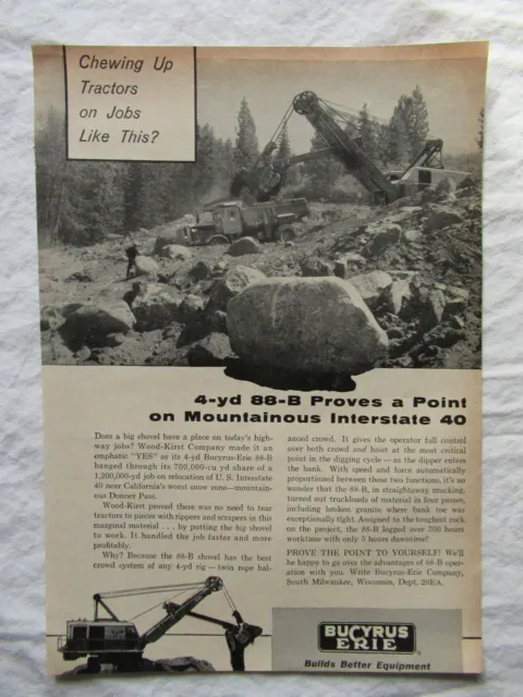 1959 Print AD Bucyrus-Erie Crane Shovel 11X8"