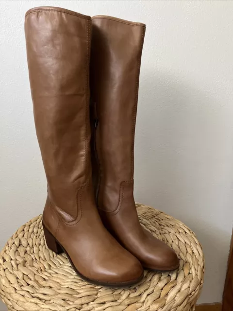 Sam Edelman LOREN Cognac Brown Leather Knee High Boots Riding Equestrian   7.5M