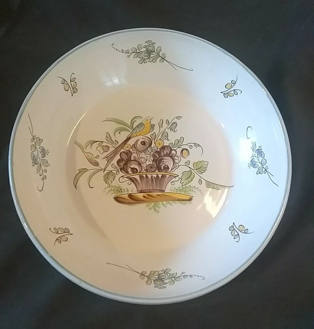 Rare Vintage Poterie a la Chapelle des Pots Hand Painted Large Shallow Bowl