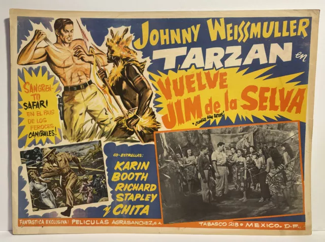 Tarzan Original 1954 Lobby Card Movie Poster Johnny Weissmuller