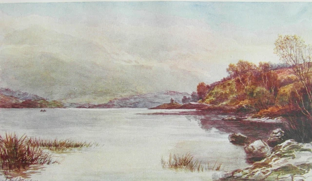 Antique Watercolour Print Scotland Galloway Loch Ken Looking South 1935