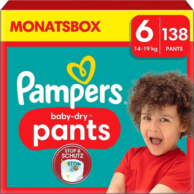 Pampers Windeln Baby-Dry Pants Größe 6 (14-19kg), MONATSBOX, 138 Höschenwindeln