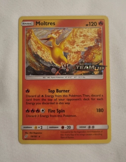 Pokémon TCG - Moltres - Sun & Moon Team Up - 19/181 - Holo Promo Stamped - NM