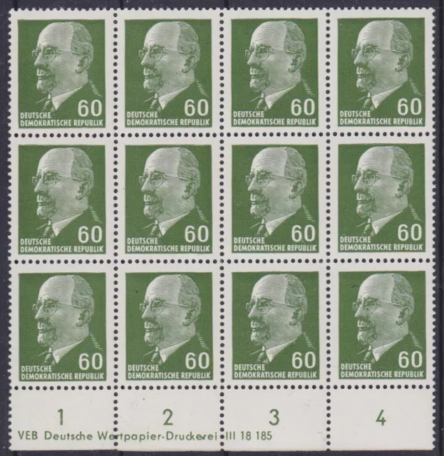 Briefmarken DDR Mi Nr. 1080 XxI Bf1 Druckvermerk 1c Ulbricht Plattenfehler**