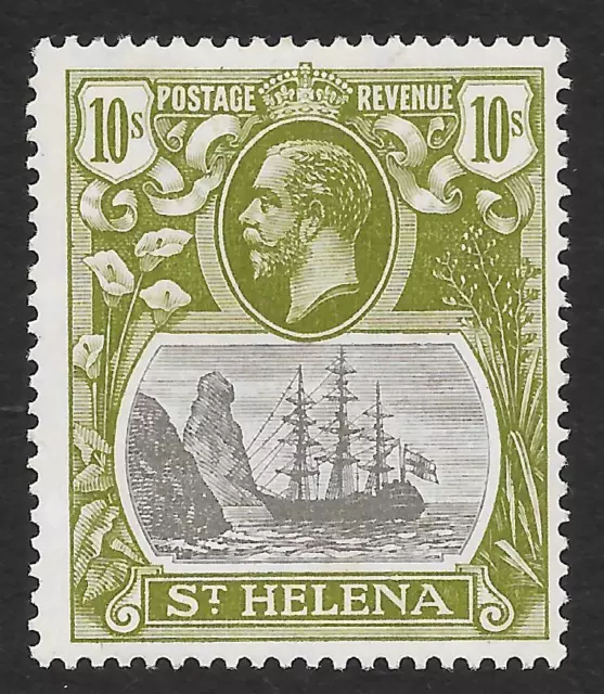 St Helena 1922-37 10/- Grey & Olive-Green SG 112 (MH)