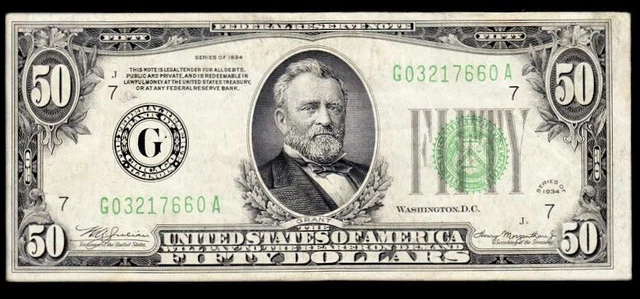 1934 Chicago $50 Federal Reserve Note VF+