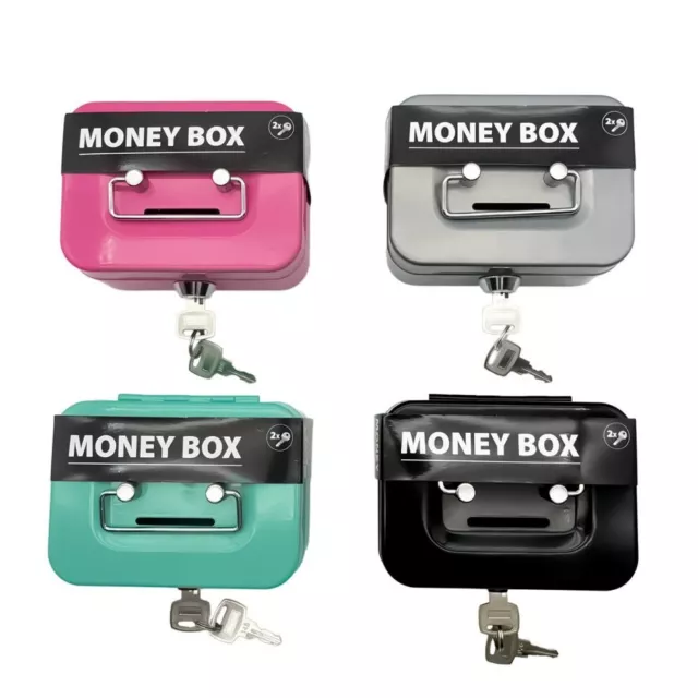 Metal Cash Box Lockable Coin Saving Box Portable Money Box