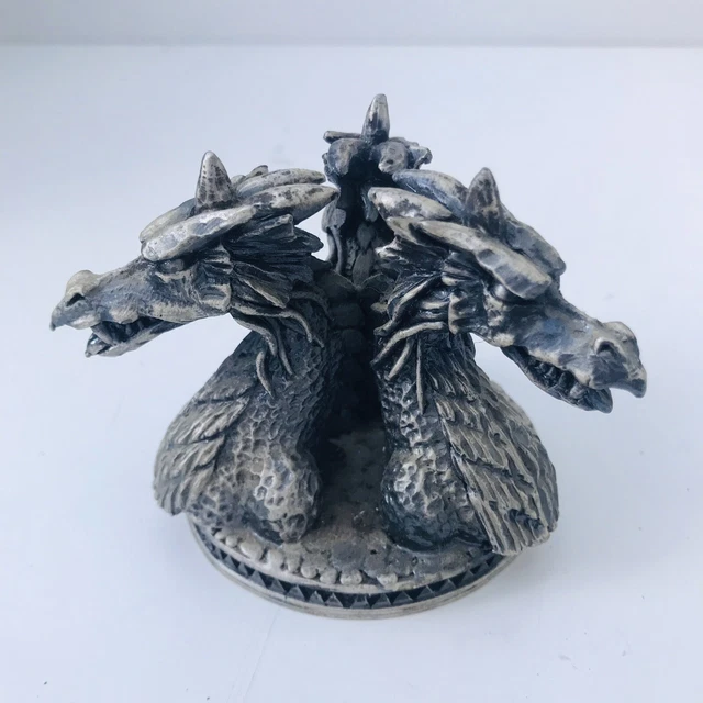 The Tudor Mint • Myth & Magic • DRAGONS HEADS • 3821 • Pewter Sculpture