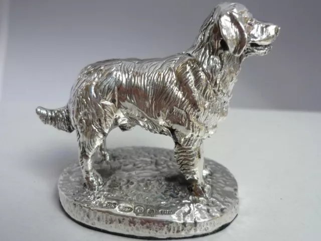 Stunning Hallmarked Sterling Silver Golden Retriever Dog Statue