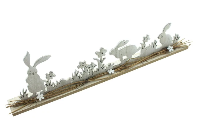 Salvare Set 2x Decorazione Pasquale " Prato ", Coniglietto di Bianco Calcinate, 4