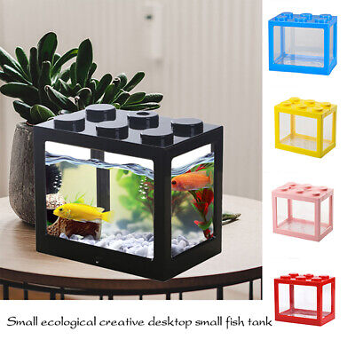 Mini Desktop Fish Tank Small Goldfish Aquarium Home Decor Kids Office Desk Decor