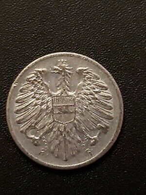 Austria 1950 second republic 2 groschen circulated aluminum 18.02mm coin...