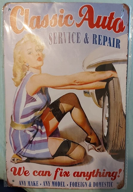 Plaque Publicitaire Tôle Aubaho Style Antique 85cm - Déco Garage Atelier
