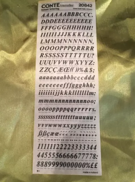 CONTE INSTANT BUCHSTABE Times Fett Kursiv 6,3 mm WIE BUCHSTABENSATZ