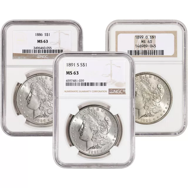 US Morgan Silver Dollar $1 - NGC MS63 - Pre 1921 Random Date and Label
