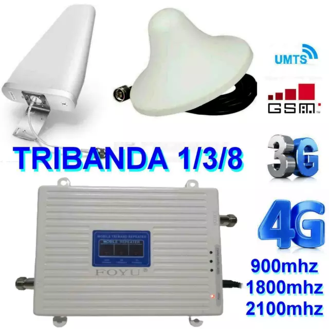 3 IN 1 KIT RIPETITORE Amplificatore TRIBANDA 3-1-8 Segnale CELLULARE GSM 3G 4G l