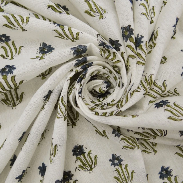 Main Bloc Imprimé Floral Indien 100% Coton Voile Tissu Couture 2.3m Artisanat
