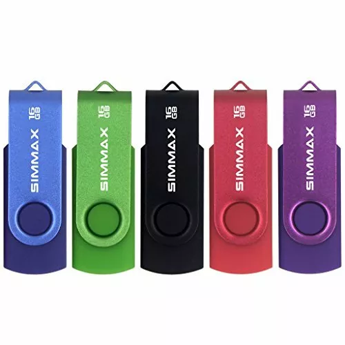 Clé USB 16 Go Lot 5 USB 2.0 Flash Drive Pivotant Stockage Disque Mémoire Stick