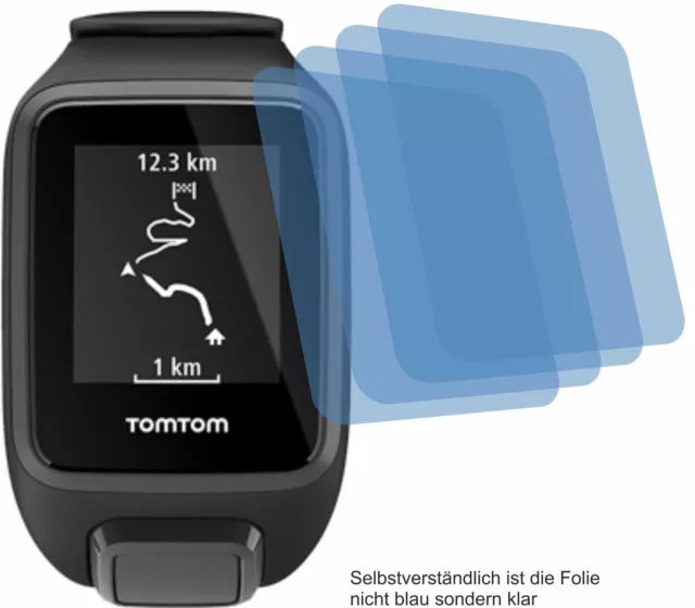 4x Displayschutzfolie KLAR für TomTom Runner 3 Spark 3