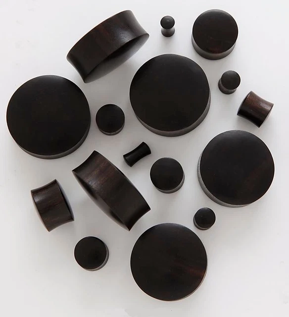 1 Pair (2) 1/2" 12mm Black Areng Organic Solid Wood Saddle Plugs Ear Gauges 486