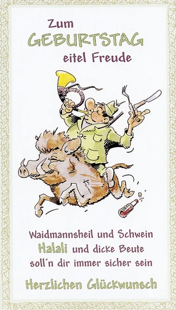 Zum Geburtstag Waidmannsheil Jabalí Tarjeta Cazador Caza Con Sobre