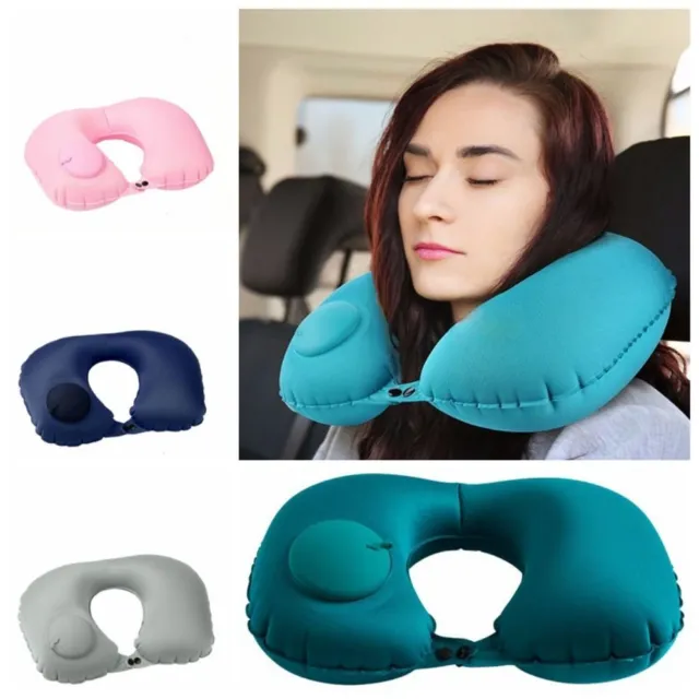 Inflatable U-Shaped Neck Pillow Flight Travel Soft Rest Head Support Air Cushion