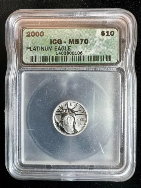 2000 Platinum Eagle $10 MS70 PERFECT RARE ICG SKU 3404