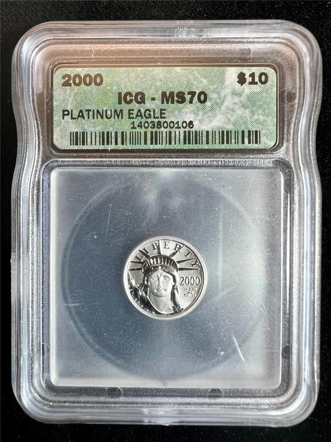 2000 Platinum Eagle $10 NGC MS70 PERFECT RARE ICG SKU 3404