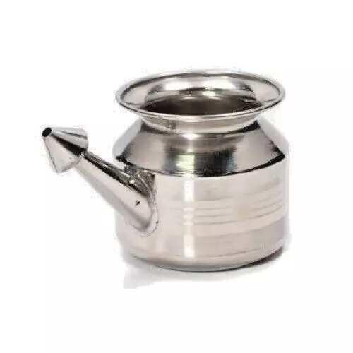 Stainless Steel Ayurvedic Jal Neti Pot for Sinus Congestion and Nasal Cleansing